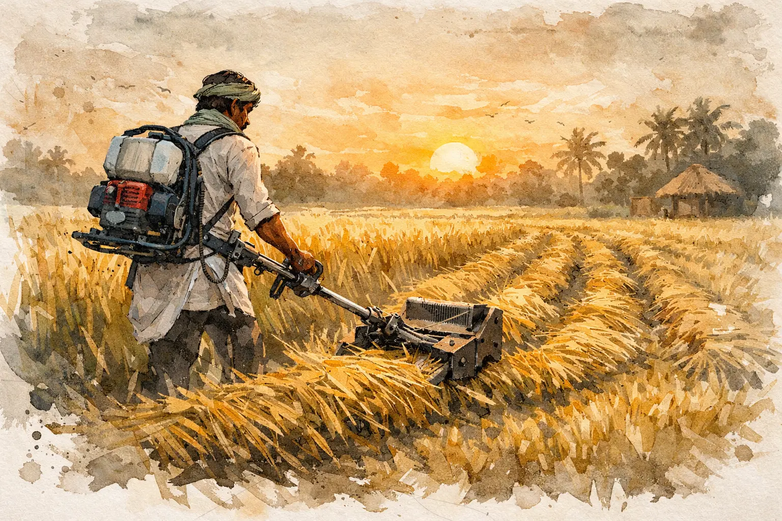 ಬ್ರಷ್ ಕಟರ್ ಕೇವಲ ಹುಲ್ಲು ಕತ್ತರಿಸುವುದಕ್ಕಲ್ಲ - ಭತ್ತ ಕಟಾವು ಕೂಡ ಮಾಡಬಹುದು!